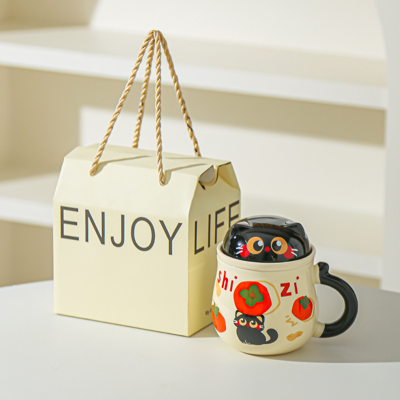 Fruta creativa gatos con tazas de fugas de té encantadoras caricaturas de alto valor de la cara de la taza de desayuno de leche doméstica taza de agua de oficina