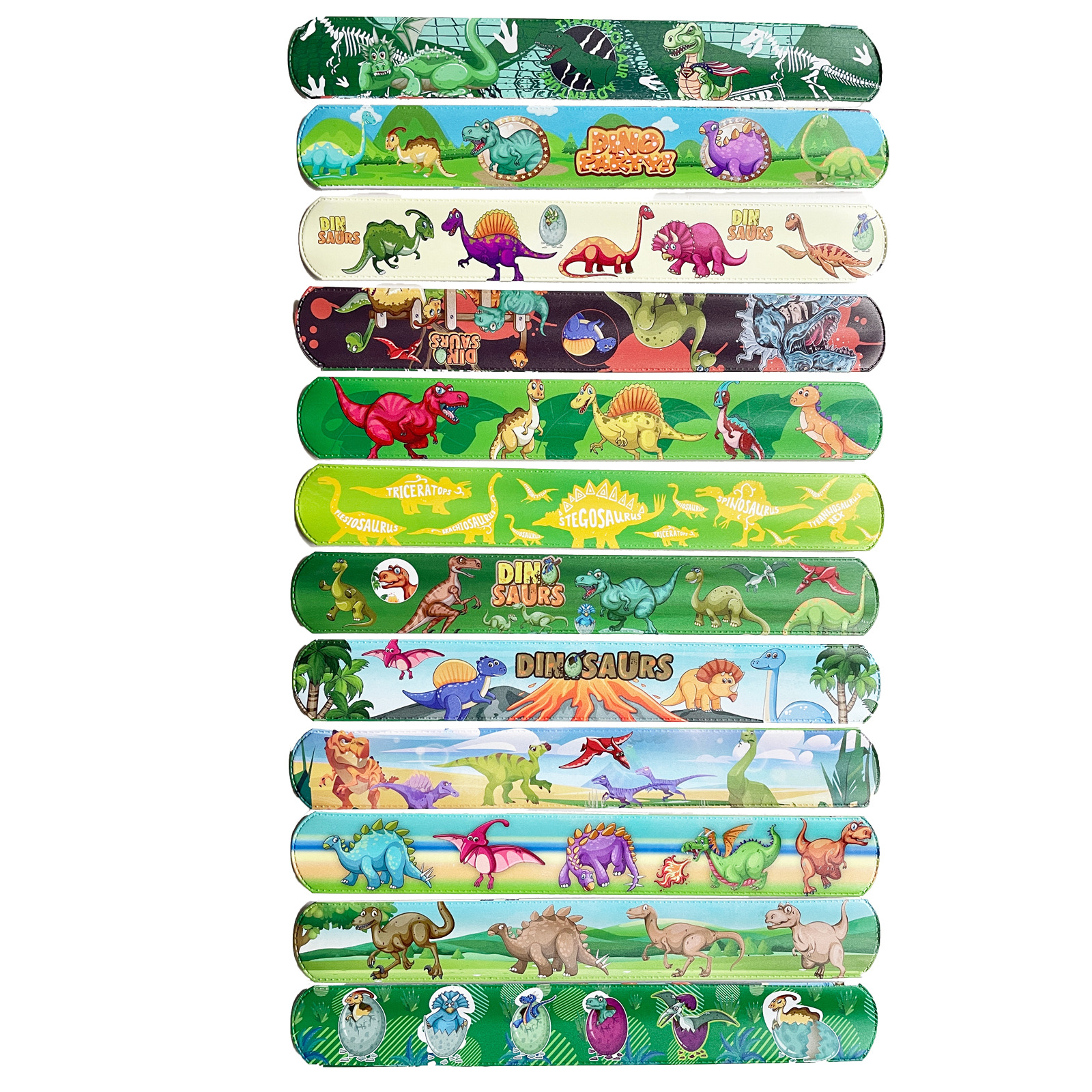 Jurásico dinosaurio 12 estilo pop anillo pvc pulsera dinosaurio tema fiesta niños correa de muñeca