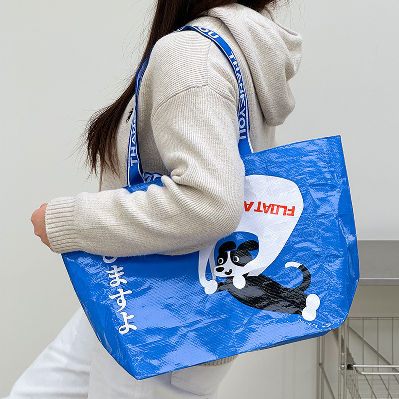 网红手提编织袋大容量服装活动展会开业店庆宠物购物蛇皮袋印logo