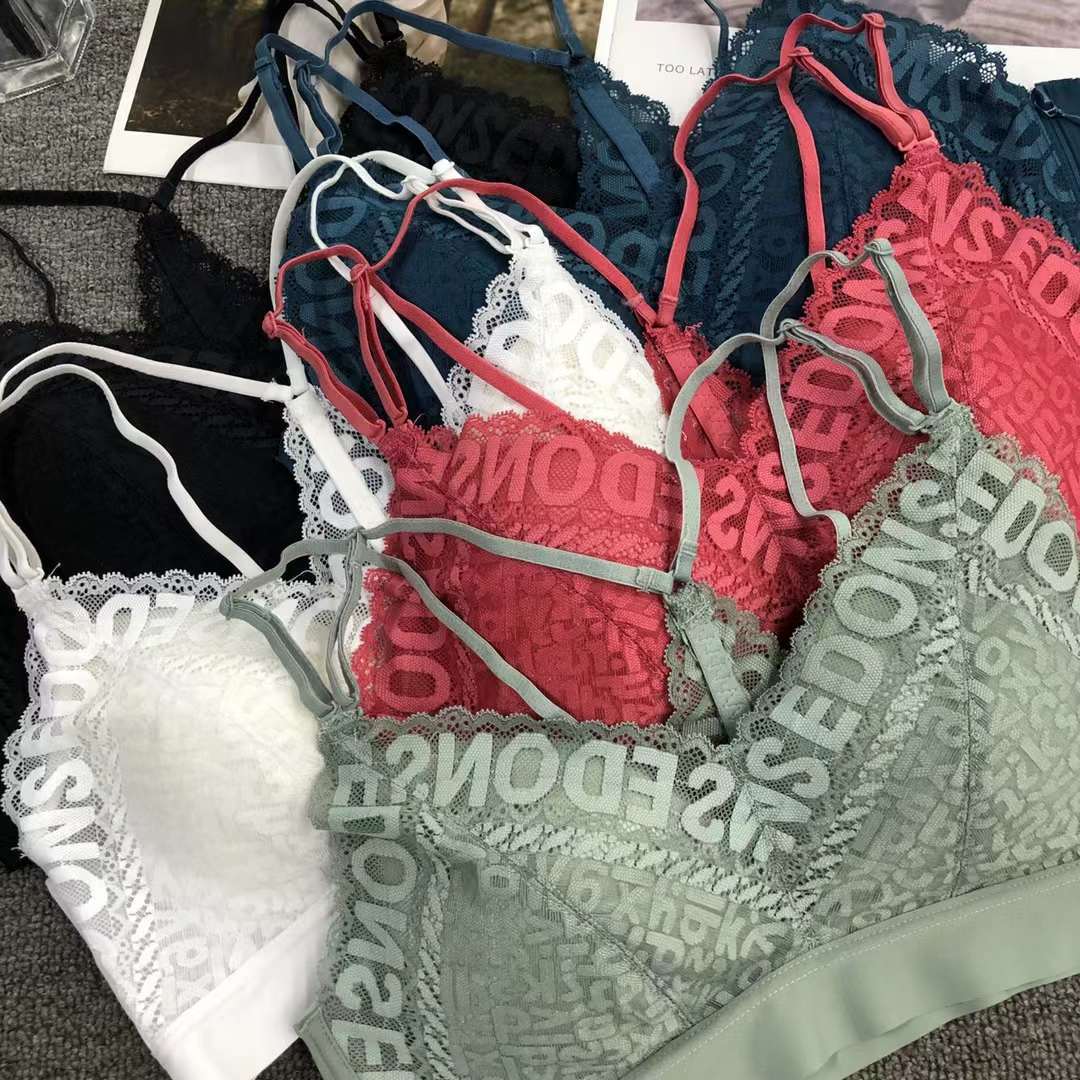 Nuevo encaje de alta calidad látex belleza espalda mujeres chaleco inalámbrico sexy sujetador ropa interior deportiva al por mayor