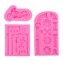 工业风机车金属水龙头水管零件硅胶模具翻糖蛋糕装饰配件巧克力模