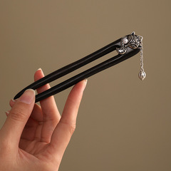 國風檀木狐狸髮簪2023春夏木簪子盤發日常髮飾百搭旗袍民族風髮簪