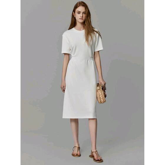 ELLE Women's 2024 Summer New White Tight Waist Design Sense dress Commuter Style Fashionable Simple Skirt