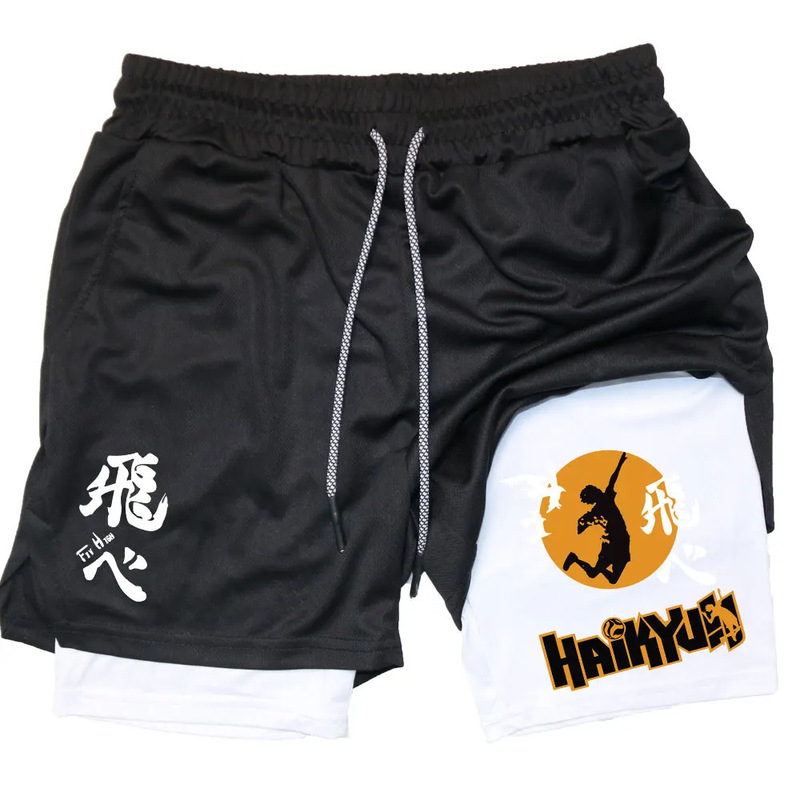 Amazon Cross-border E-commerce Fitness Casual Shorts Animation Flying Heart Volleyball Junior Printed Double-layer Casual Pants Amazon Cross-border E-commerce Fitness Casual Shorts Animation Flying Heart Volleyball Junior Printed Double-layer Casual Pants