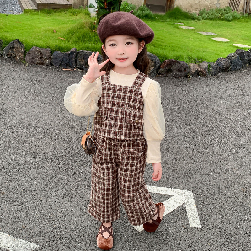 Pantaloni a zampa larga coreani con motivo scozzese in peluche stile britannico, autunno 2023, nuovi per ragazze_voghion.com