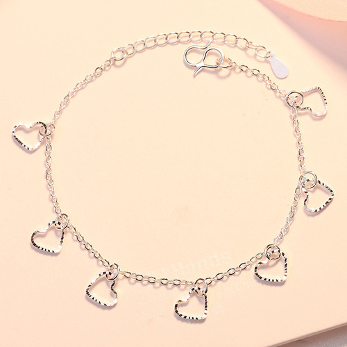 Stylish Hand Jewelry Heart-Shaped Bracelet, European & American Style, Single-Layer Peach Blossom Mini Heart Anklet—Wholesale from Taobao Manufacturer Sources