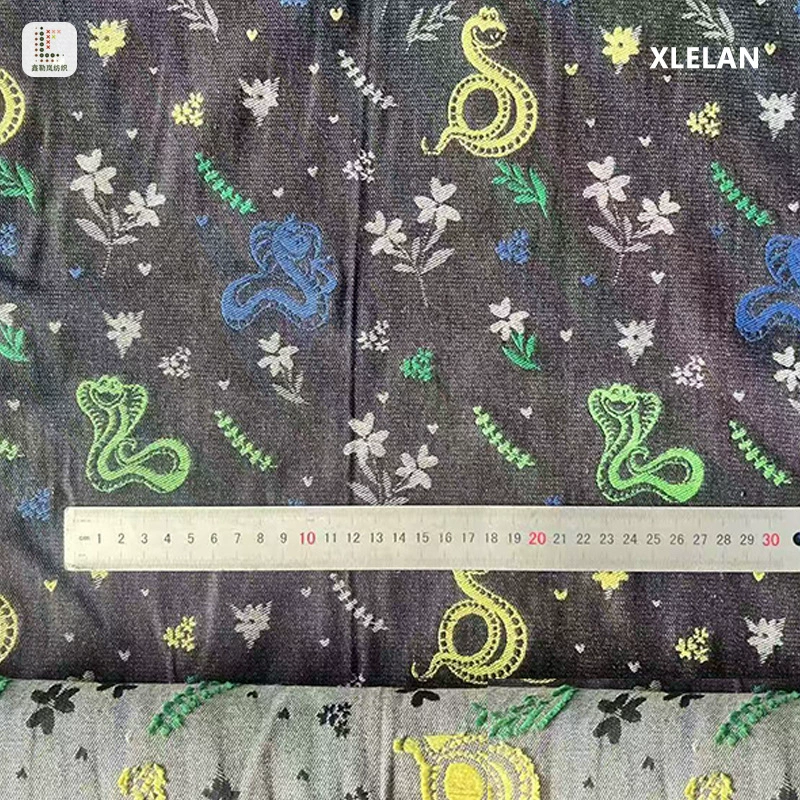 Jacquard denim fabric, cobra pattern, 16S dyed polyester-cotton, non-stretch