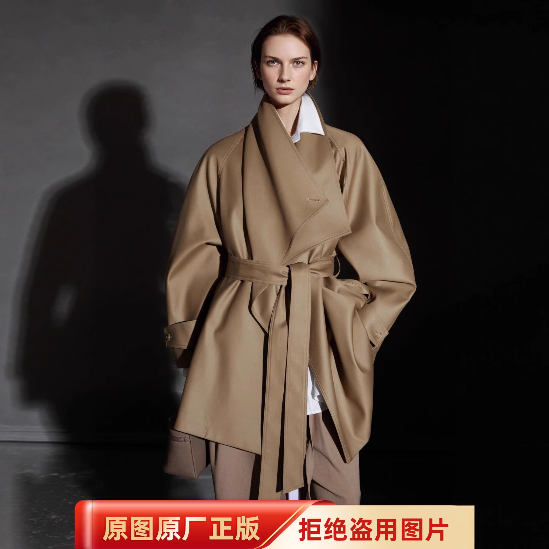 大翻领短款风衣高级感欧美廓形设计风衣外套小个子女通勤春季新款
