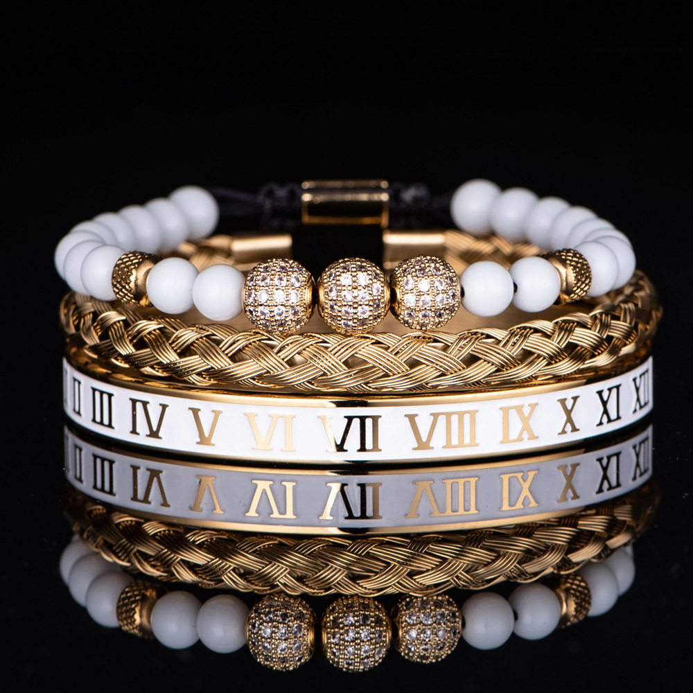 30g Weight Artificial Diamond Inlay Material Bracelets Classification 1 Set Quantity Anniversary, Family Gathering Occasion Stainless Steel Material Crown Pattern Men's Gender Enamel, Inlay Design Original Design Style Original Design Crown Stainless Steel Enamel Inlay Artificial Diamond Men's Bracelets Men Cuff & Bangle 15