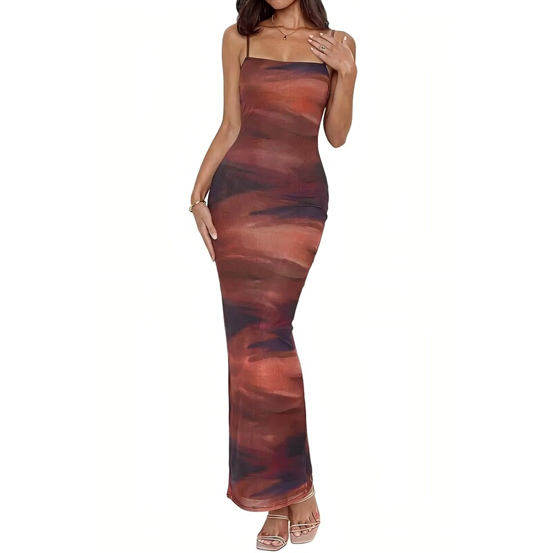 2026 Summer Women's Long Dress Floral Mesh Spaghetti Strap Sleeveless Sexy Tight Wedding Cocktail Party Dress 2026 Summer Women's Long Dress Floral Mesh Spaghetti Strap Sleeveless Sexy Tight Wedding Cocktail Party Dress