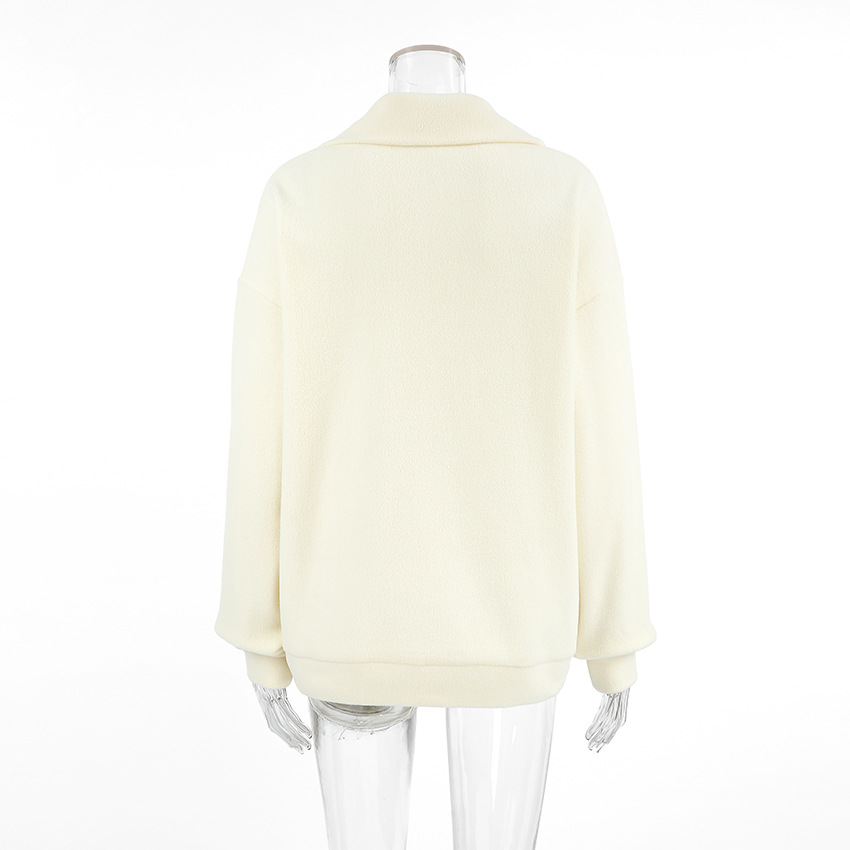 Autumn Winter Lazy Knitted Lamb Cashmere Beige Loose Fitting Casual Pullover All Matching Collared Sports Women Top