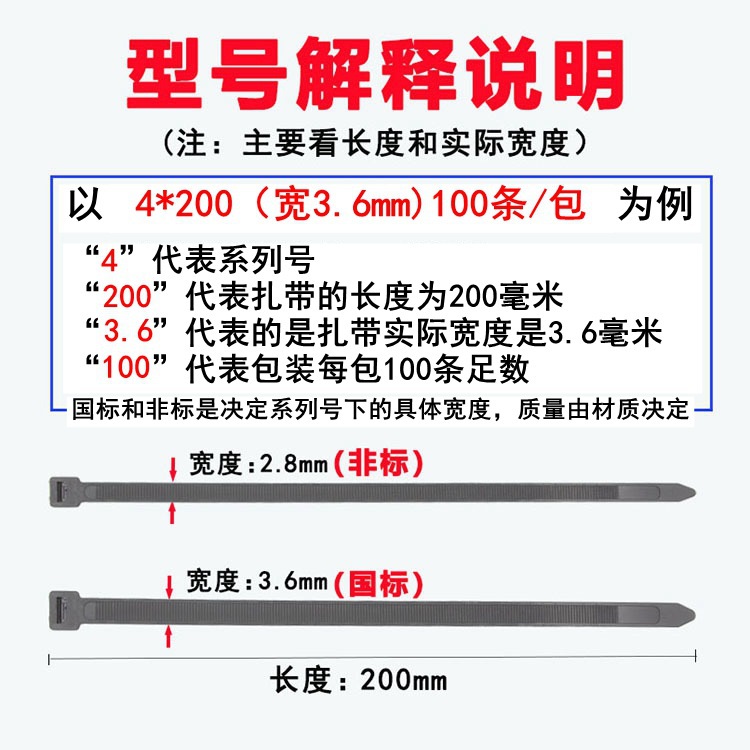 Corbata de cables de cabeza fija al por mayor de fábrica de bloqueo automático de nylon blanco y negro de doble agujero de bloqueo de cable de nylon