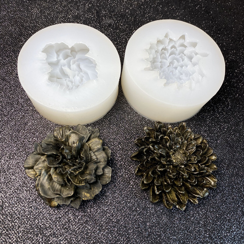 Molde de pegamento de clavel de flores tridimensional, margarita pequeña esmerilada, flor de crisantemo de cristal, molde de silicona, decoración de chocolate