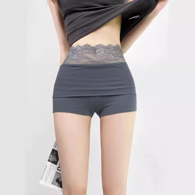 High-Waisted Lace Hip-Lifting Casual Shorts for Women 2024 Summer Slimming Look Stretch Pure Desire Knitted Leggings