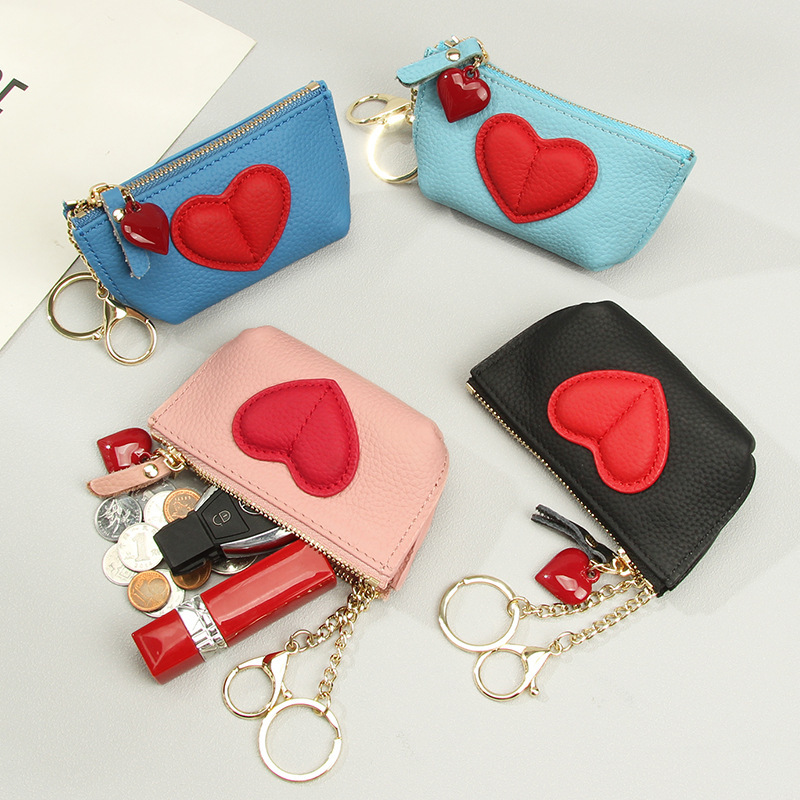 First-Layer Cowhide Fashionable Contrasting Color Heart Small Wallet for Women Cute Mini Genuine Leather Keychain Storage Coin Purse for Girls First-Layer Cowhide Fashionable Contrasting Color Heart Small Wallet for Women Cute Mini Genuine Leather Keychain Storage Coin Purse for Girls