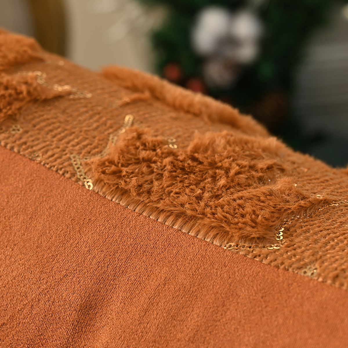 Transfronterizo nuevo oro otoño hoja de almohada cubierta de esponja universal sequela de peluche hoja de arce Halloween almohada cubierta de almohada TEMU