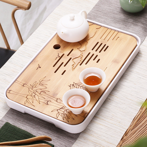 Ceramic Japanese Kung Fu Tea Set Home Tea Tray Mini Size Large and Small Bamboo Tea Sea Tray Melamine Simple Dry Brew Tea Table