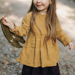 北歐風童裝長袖圓領襯衫棉麻小眾荷葉邊娃娃衫休閒可愛女童上衣