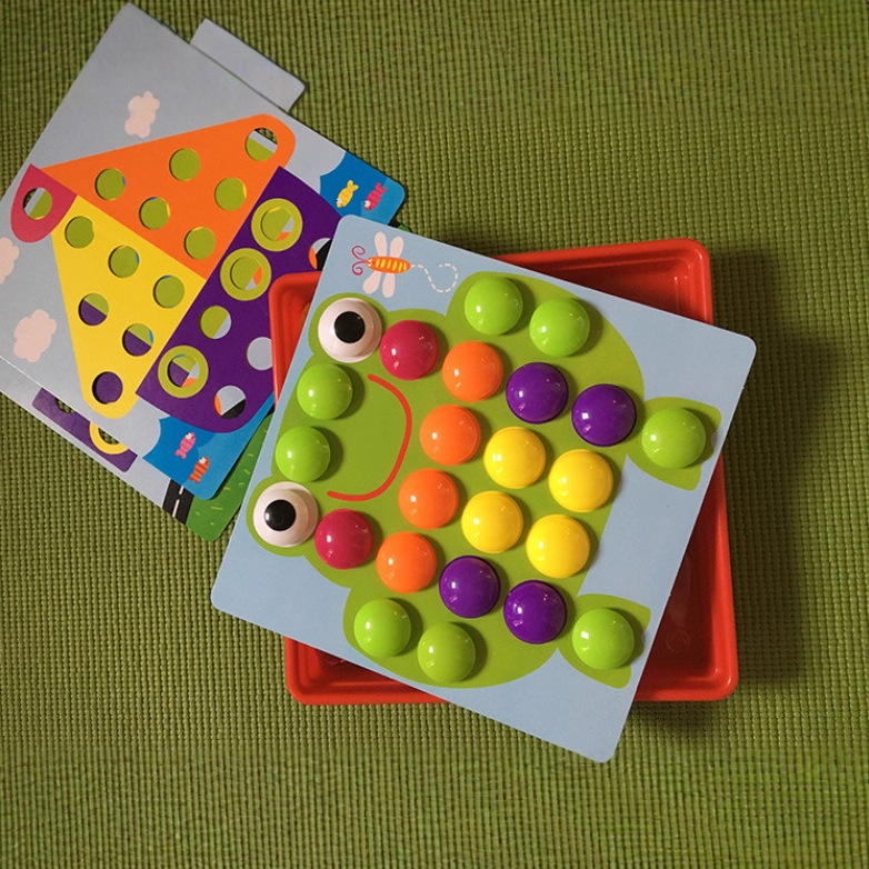 Gran granular botón de hongos puzzles clavos de la educación temprana de los niños de América iluminación de la inteligencia del color Juguete combinado de inserción