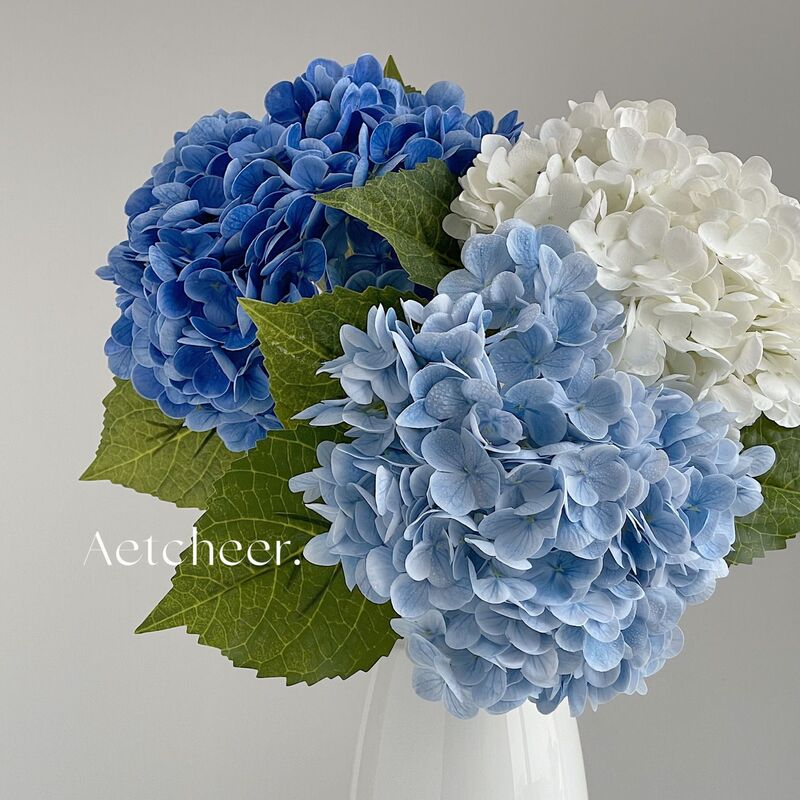 2 leaf high quality moisturizing hydrangea high sense realistic artificial flower hotel artificial wedding floral decoration fake flower