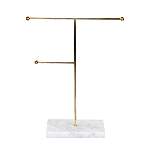 ins Nordic modern minimalist electroplated gold marble seat home decoration soft cosmetics jewelry hanger