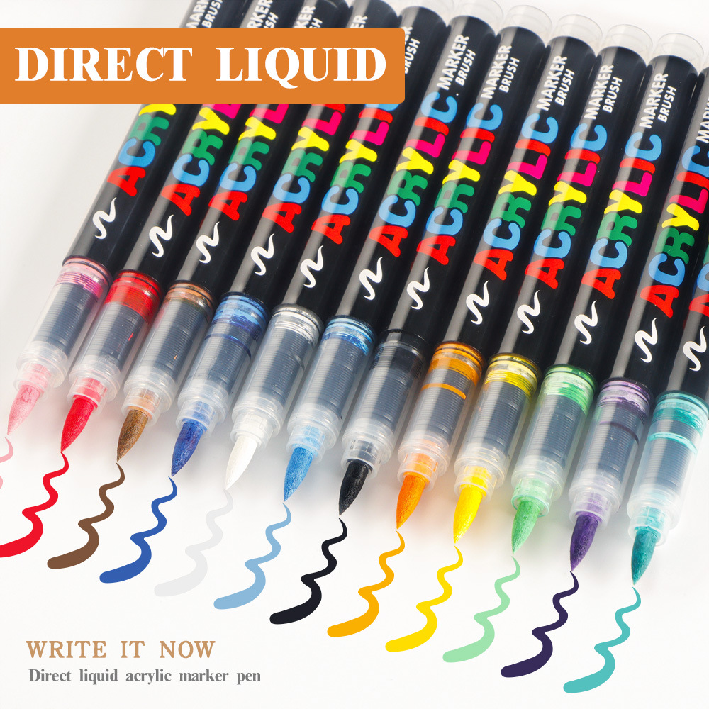Marcador acrílico recto de cabeza suave 168 color arte pintura profesional color bolígrafo de graffiti de bricolaje para niños en stock