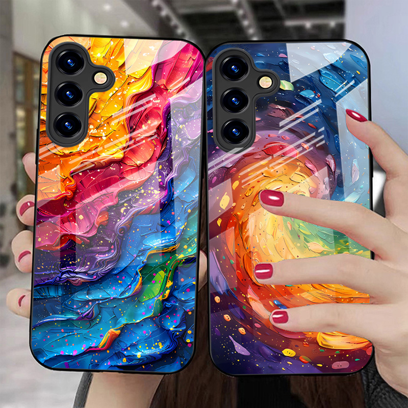 适用三星S26ULTRA手机壳S25水墨画海浪S24保护套A16钢化玻璃壳A07