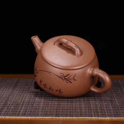 Wholesale Yixing purple clay teapot, raw ore mud wide mouth stone ladle tea set, customized micro-business one-piece drop shipping