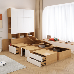 New Custom Wardrobe Tatami Bed Storage Box Combination Bed Rubik's Cube 1.2 m Bed Wardrobe Floor Bed Hong Kong