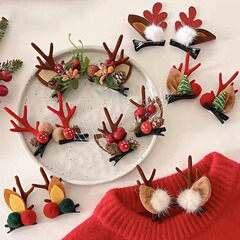 新しいクリスマスヘラジカの角のヘアピン森ヘラジカの角の耳ベルヘアピン子供のかわいい頭飾り卸売