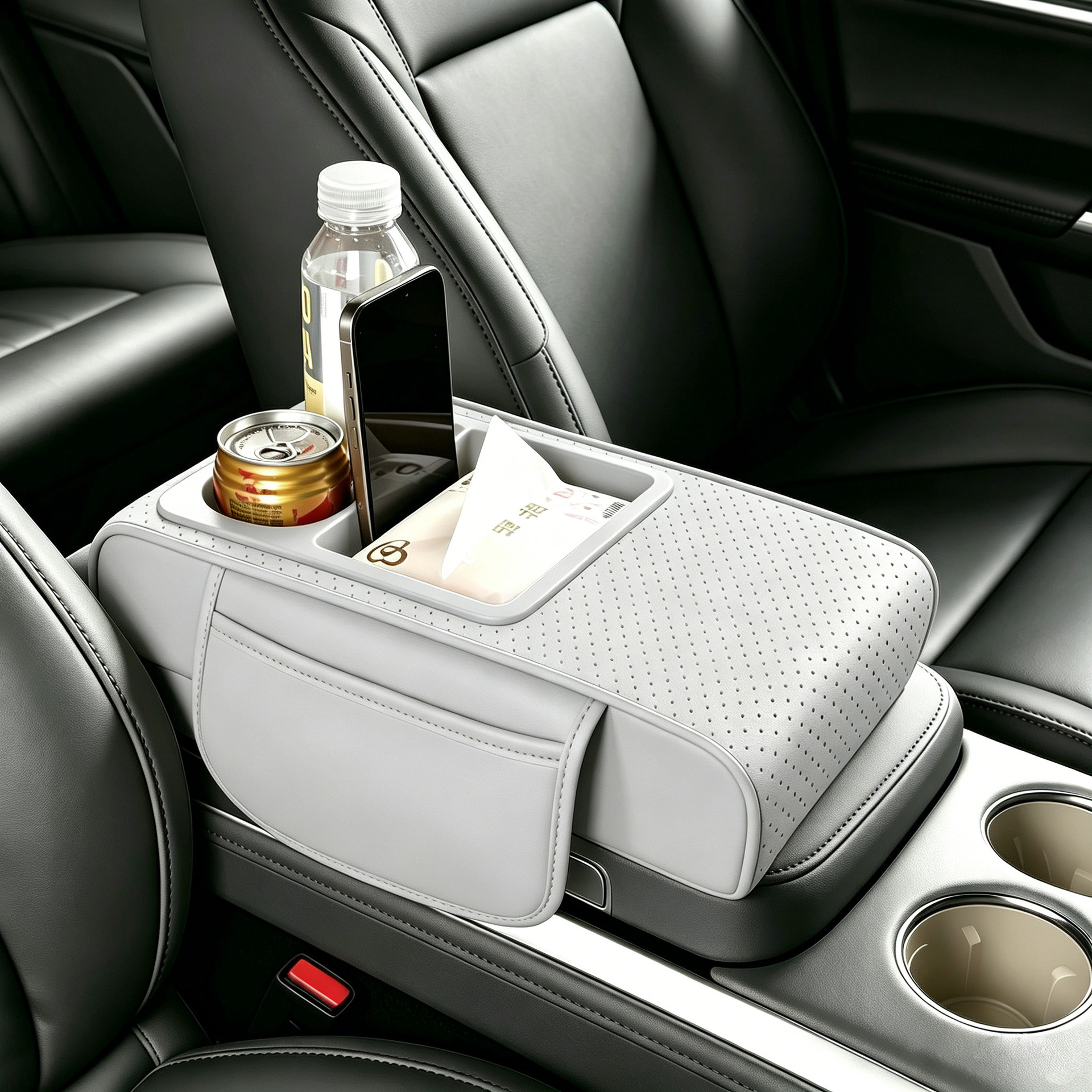 Car Armrest Box Heightening Pad, In-Car Tissue Box, Dual Cup Holder, Central Armrest Box, Multifunctional Storage Box