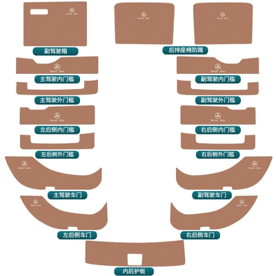fiber interior modification — Dekorativ pedal başlıqları - 25-mercedes-benz-e-class-tongka-brown-door-threshold-passenger-seat-rear-guard-16-piece-set
