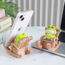 卡通可爱青蛙手机支架桌面摆件中式场景礼物批发入户摆件高级感小