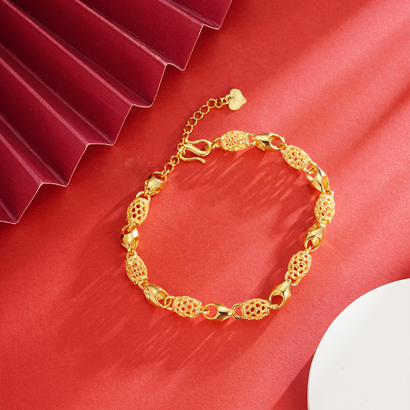 Arena oro retro estilo étnico exquisito pulsera estilo coreano de las mujeres elegante rico todo partido TikTok mano rápida en vivo caliente