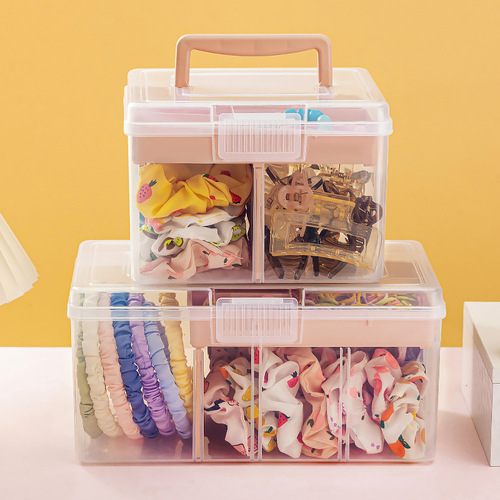 Portable portable children's hair accessories storage box multi-layer divider box hair clips and hair hoops girls' hair accessories jewelry box storage box