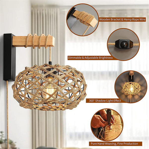 Retro Japanese sconce for bed for living room