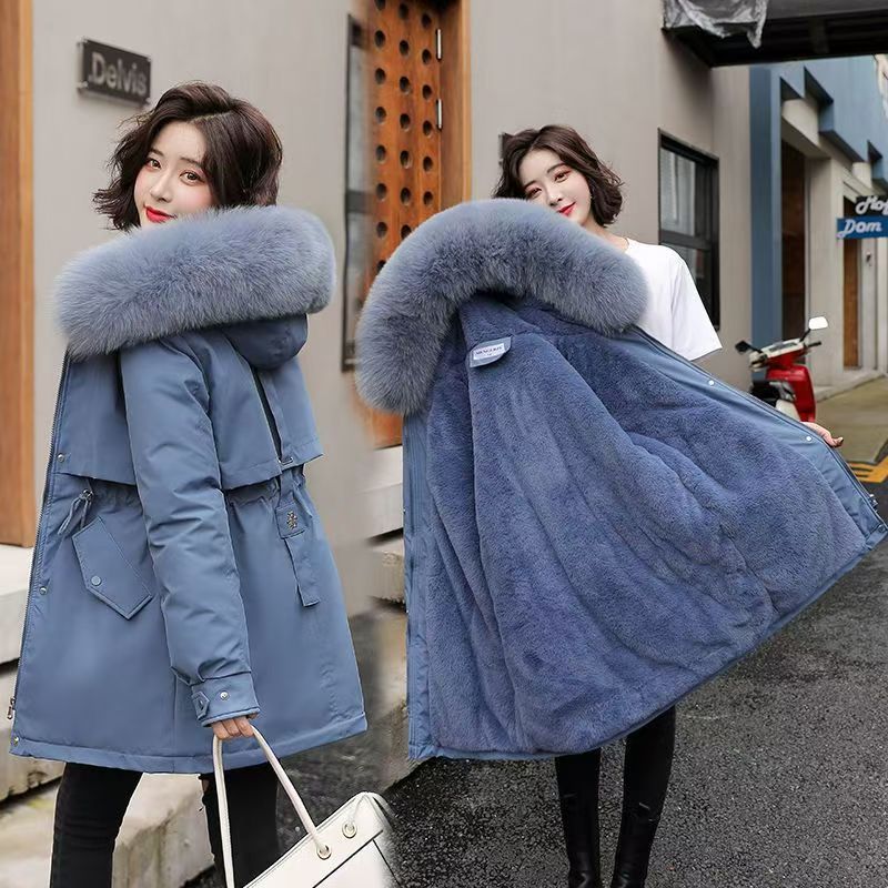 十三行冬季新款高端皮草派克服中长款加厚羽绒服品牌女装批发货源|undefined