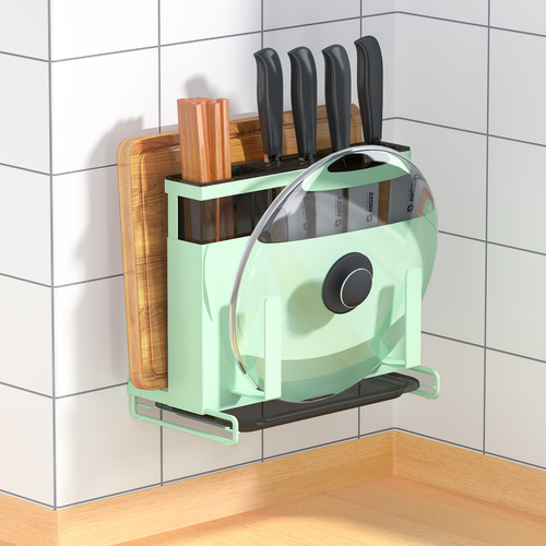 Wall-mounted stainless steel knife holder kitchen storage rack household knife knife holder storage rack nail-free knife holder chopping board rack