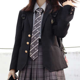 加工定制原创JK制服三粒扣西装外套女学生日系学院风黑色绀色西服