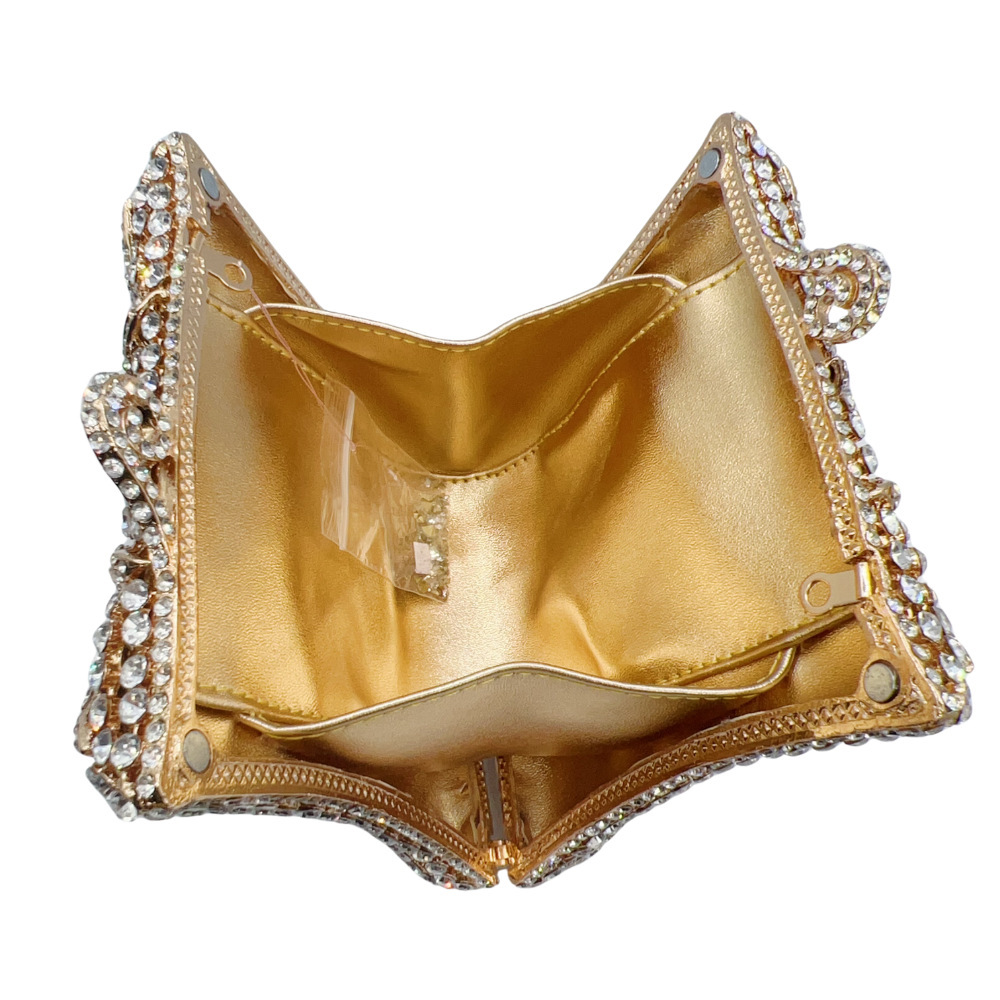 Crystal clutch cross-border nuevo crisantemo con diamantes bolsas de cena de fiesta hueco lleno de diamantes bolsas de mano para mujeres