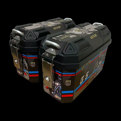 Motorcycle trunk — Vehicles, Non-Aluminum Alloy Side Box, Waterproof - 25l-saddlebags-pair-g318-black-lined-with-integrated-mounting-brackets