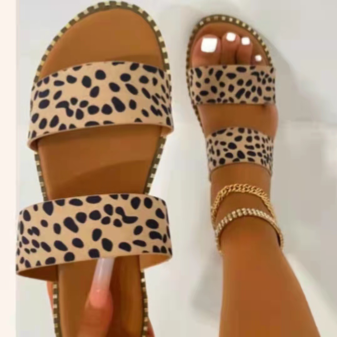 Women's Casual Leopard Open Toe Flats display picture 2