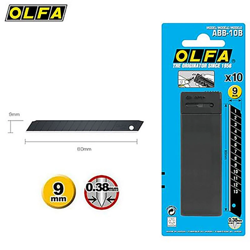 Japanese OLFA super sharp black utility blade ABB-10B suitable for knife type small knife alloy tool blade