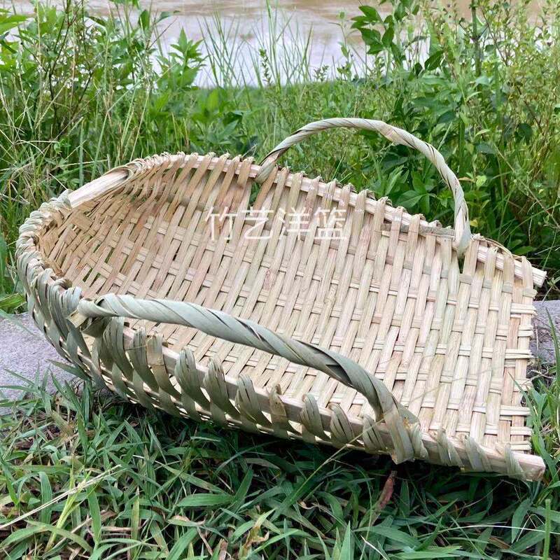 Bamboo Woven Open Dung Pot Agricultural Construction Waste Soil Picking Vegetable Picking Dustpan Dustpan Dustpan Vegetable Picking Bamboo Bamboo Bamboo Shau Keeppan