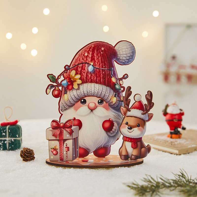 Wooden Christmas Decorations – Festive Santa & Tree Tabletop Ornaments (7 Styles, Rustic Holiday Home Décor)_voghion.com