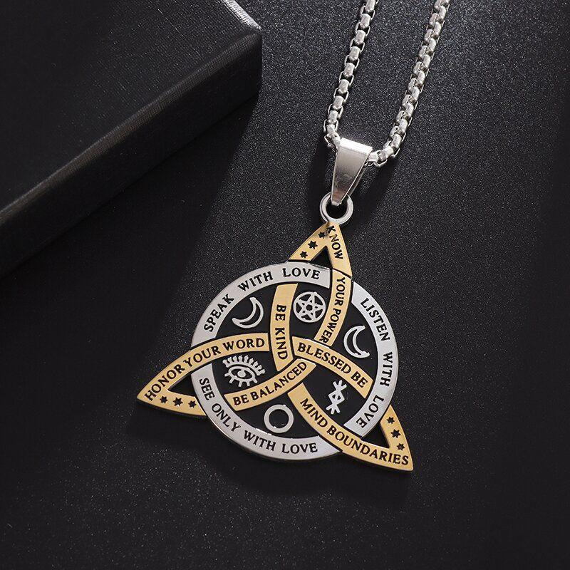 Celtic Viking Triangle Pendant Necklace For Men In Stainless Steel_voghion.com