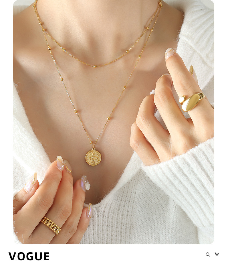 Retro Eye Titanium Steel Plating Layered Necklaces