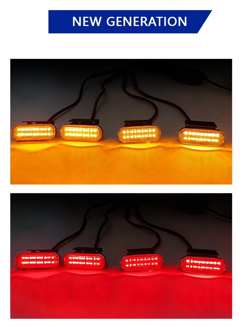 Cross-Border Hot-Selling Car Grille Lights, Small Yellow Lights, Universal Off-Road Vehicle Modification Led Decorative Lights, Clip-On Rgb Multicolor
