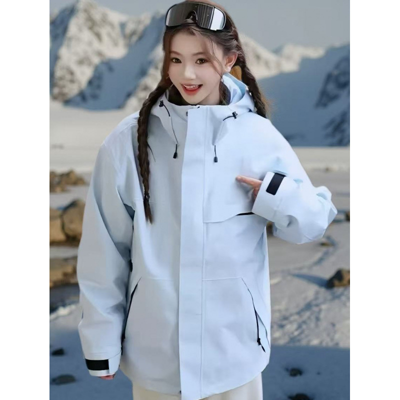 2025 three-in-one men's outdoor mountaineering jacket, couple style, detachable waterproof solid color mountain jacket for women