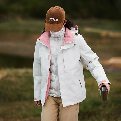 Autumn and winter men's and women's three-in-one down jacket graphene thickened down jacket mountaineering two-piece set group purchase work clothes